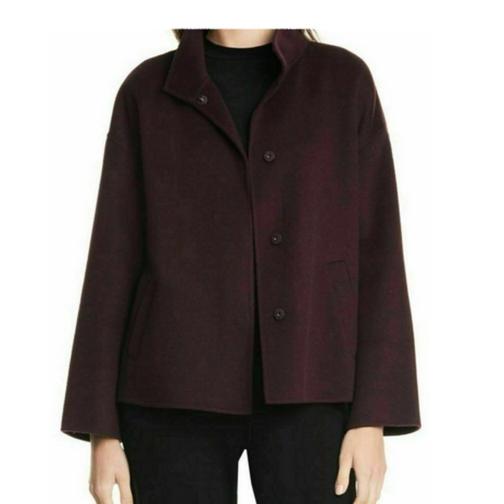 NWT Eileen Fisher wool cashmere stand collar coat sz Small
